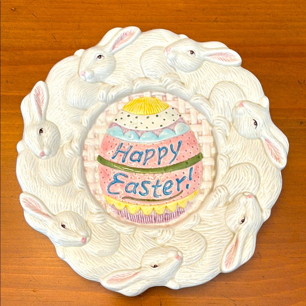 🐰🌷FITZ & FLOYD CERAMIC DECORATIVE EASTER PLATE - 8 Inch Diameter